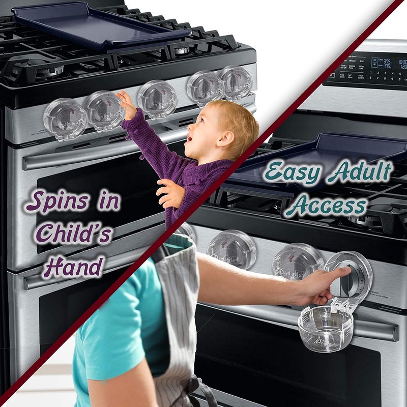 Driddle 6 Pack Clear Stove Knob Safety Covers - Protect Little Kids with A Child Proof Lock for Oven/Stove Top/Gas Range - Baby/Toddler Kitchen Safety Guard - Check Dimensions. - Image 4