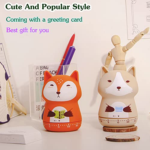 NUOSWEK Mechanical Kitchen Timer, Cute Animal Timer for Kids, Wind Up 60 Minutes Manual Countdown Timer for Classroom, Home, Study and Cooking (Beige Wolf) - Image 5