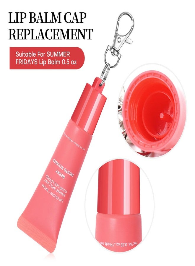 حامل سلسلة مفاتيح  لمرطب شفاه LANEIGE 0.35 أونصة (عبوة من قطعتين) - أغطية سلسلة مفاتيح محمولة لمرطب الشفاه مع خطافات قابلة للفصل، وقفل محكم (أبيض ووردي) - Image 2