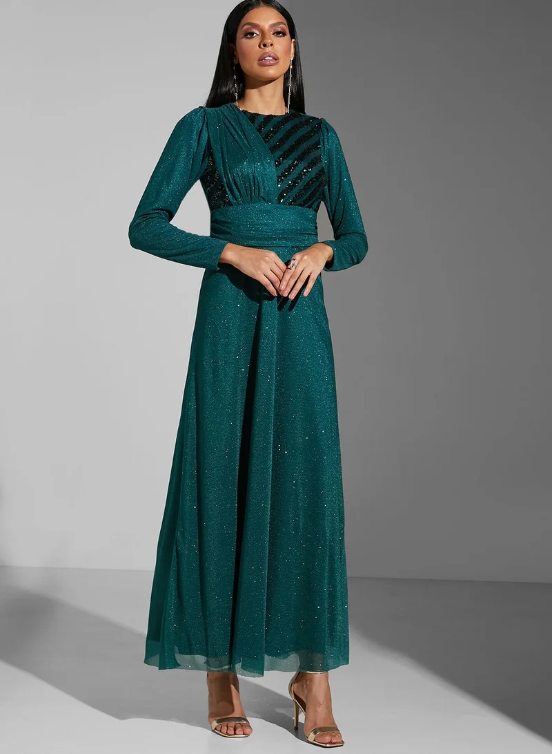 Namshi x Leen Aboushaar Shimmer A-Line Dress
