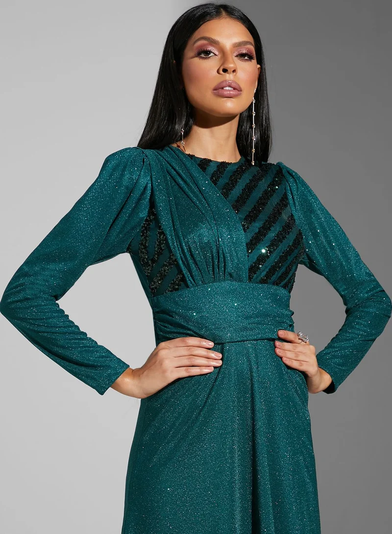 Namshi x Leen Aboushaar Shimmer A-Line Dress