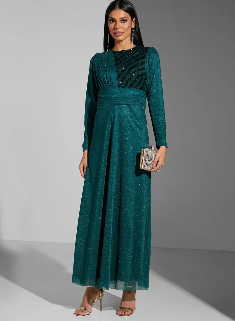 Namshi x Leen Aboushaar Shimmer A-Line Dress