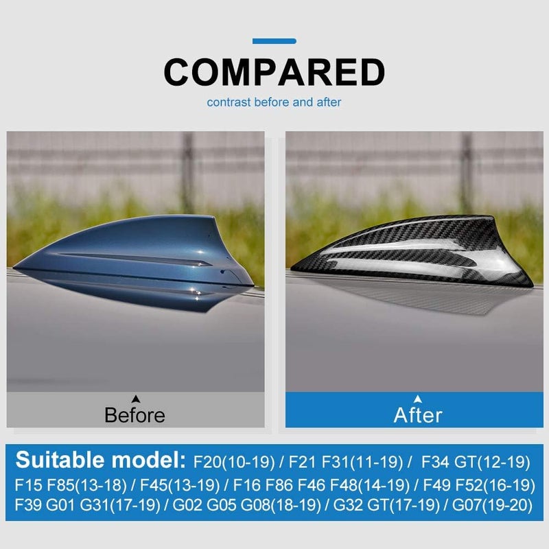 AIRSPEED Carbon Fiber Car Shark Fin Antenna Cover Antenna Toppers Sticker for BMW F20 F21 F52 F45 F46 F31 F34 GT G31 G32 GT F48 F49 F39 G01 G08 G02 F15 F85 G05 F16 F86 G07 Exterior Accessories, Black - Image 3