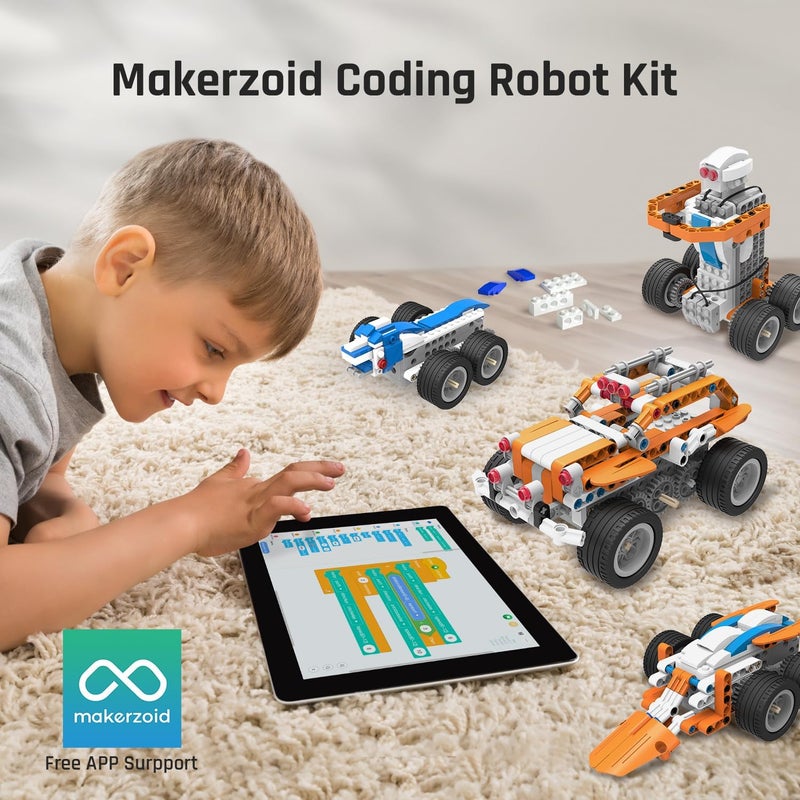 makerzoid طقم روبوت الترميز 26 في 1 من Makerzoid، لعبة تعليمية STEM مدعومة بتطبيق Superbot، طقم روبوتات قابل للبرمجة، طقم بناء DIY، لعبة روبوت، هدية للأولاد والبنات من 6 إلى 14 سنة - Image 4