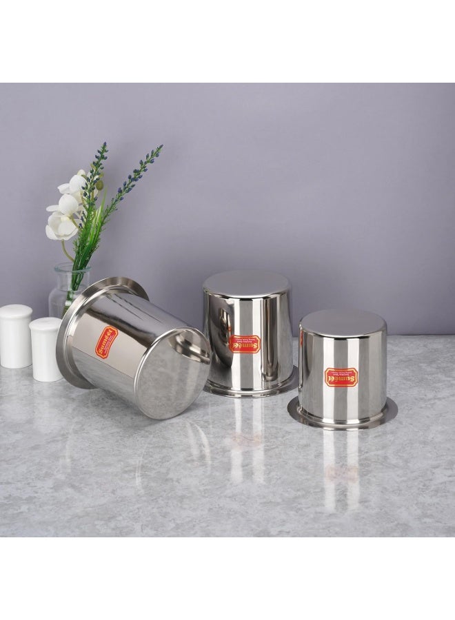 Sumeet Stainless Steel Ganj/Milk Boiler/Milk Pot/Long Tapeli set of 3 Pieces (400ml, 550ml, 750ml), Silver - Image 3
