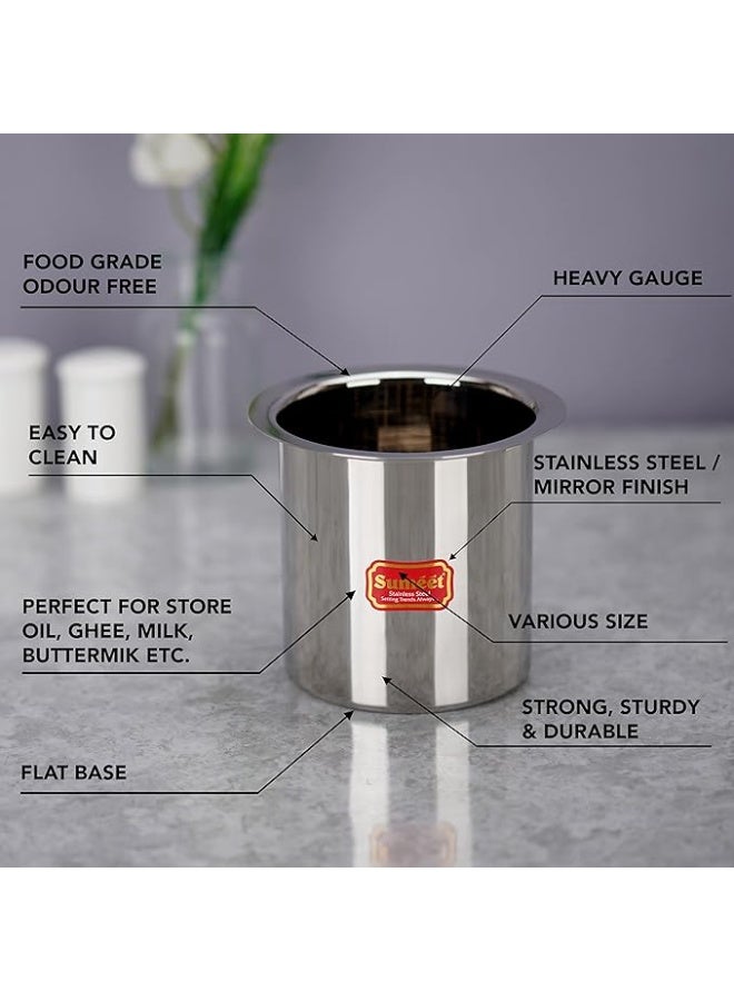 Sumeet Stainless Steel Ganj/Milk Boiler/Milk Pot/Long Tapeli set of 3 Pieces (400ml, 550ml, 750ml), Silver - Image 2