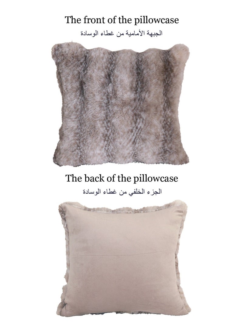 2 Pack Fluffy Faux Rabbit Fur Pillow Cases, 45x45 cm Luxury Soft Plush Shaggy Pillowcases with Zipper Closure, Furry Fuzzy Throw Cushion Covers for Sofa Couch Bed Bedroom Living Room - Image 4