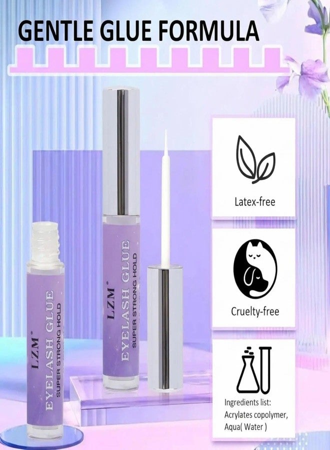 LZM Strip Lash Adhesive, Quick Drying Lash Glue Brush Applicator, Net Wt. 4.8g (0.17 oz.), Clear (White) - Image 2