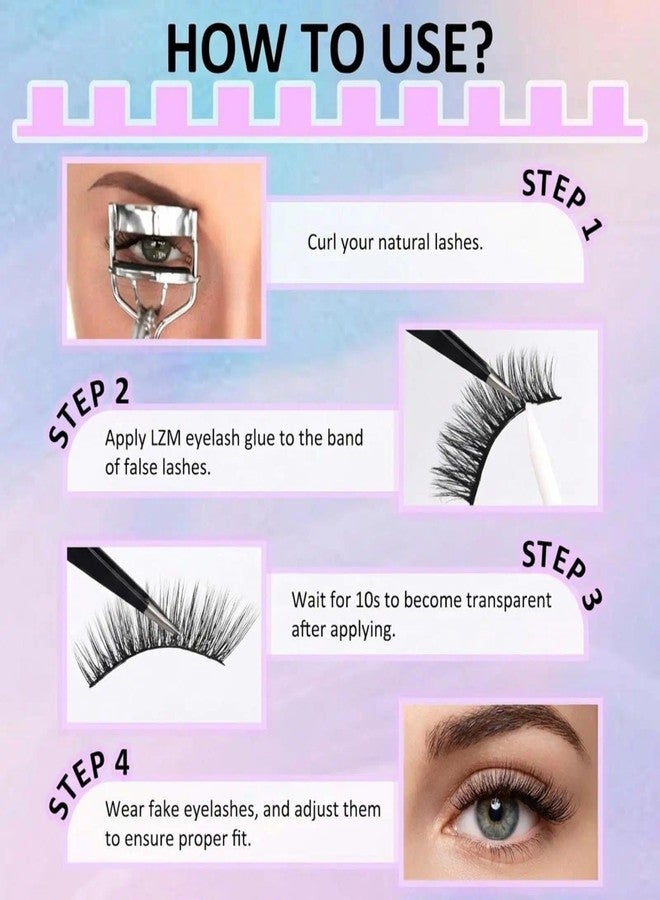 LZM Strip Lash Adhesive, Quick Drying Lash Glue Brush Applicator, Net Wt. 4.8g (0.17 oz.), Clear (White) - Image 5