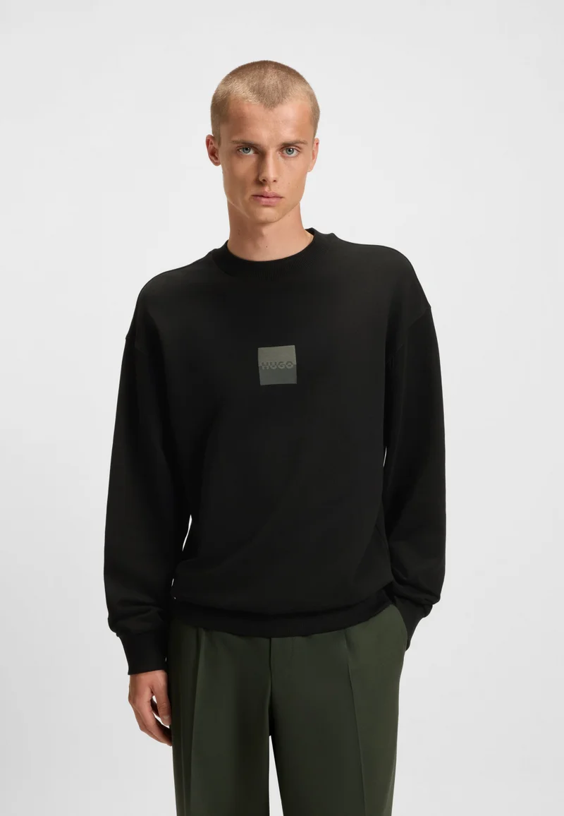 HUGO Cotton-terry sweatshirt with split logo