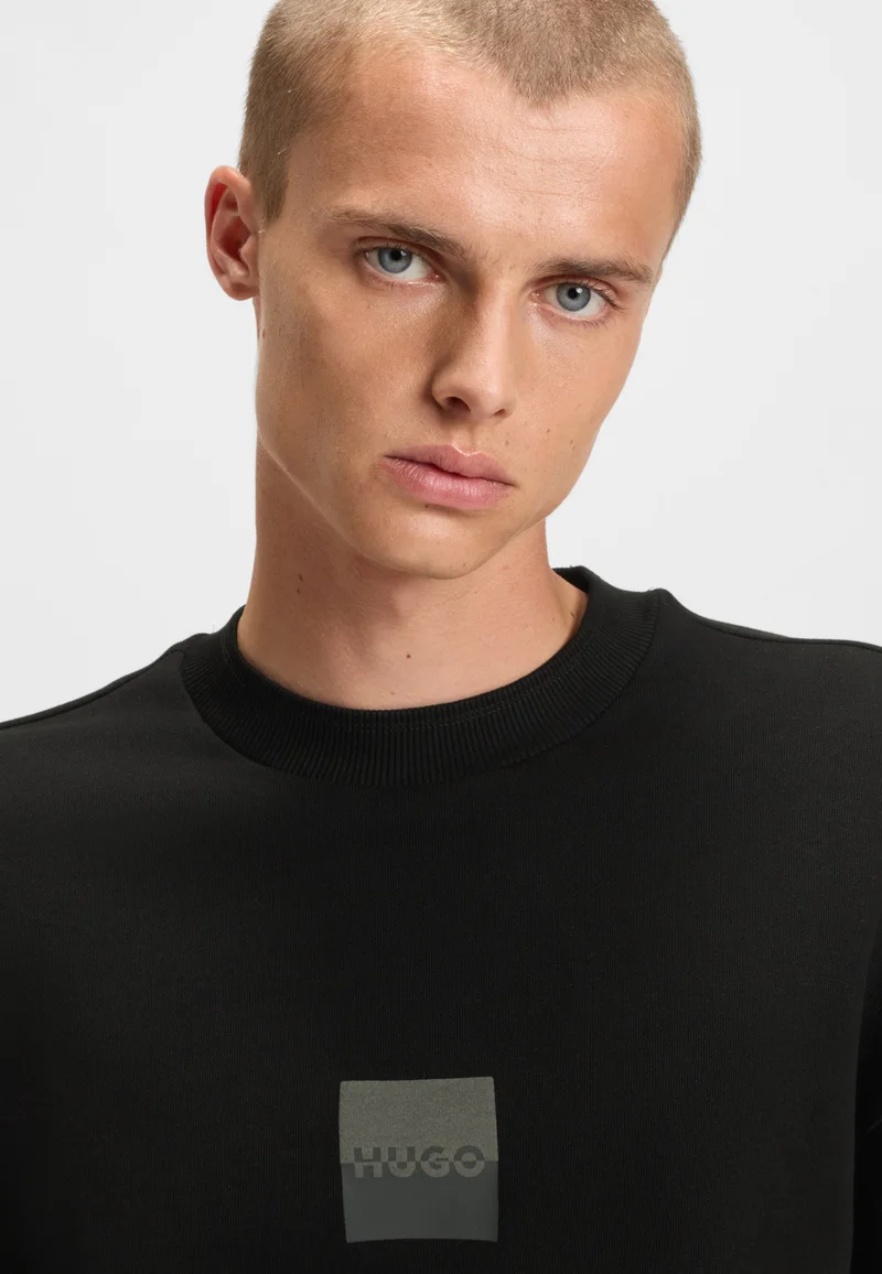 HUGO Cotton-terry sweatshirt with split logo