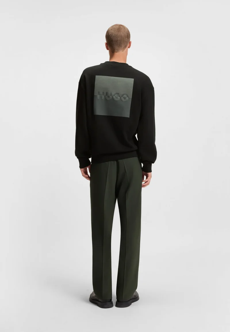 HUGO Cotton-terry sweatshirt with split logo