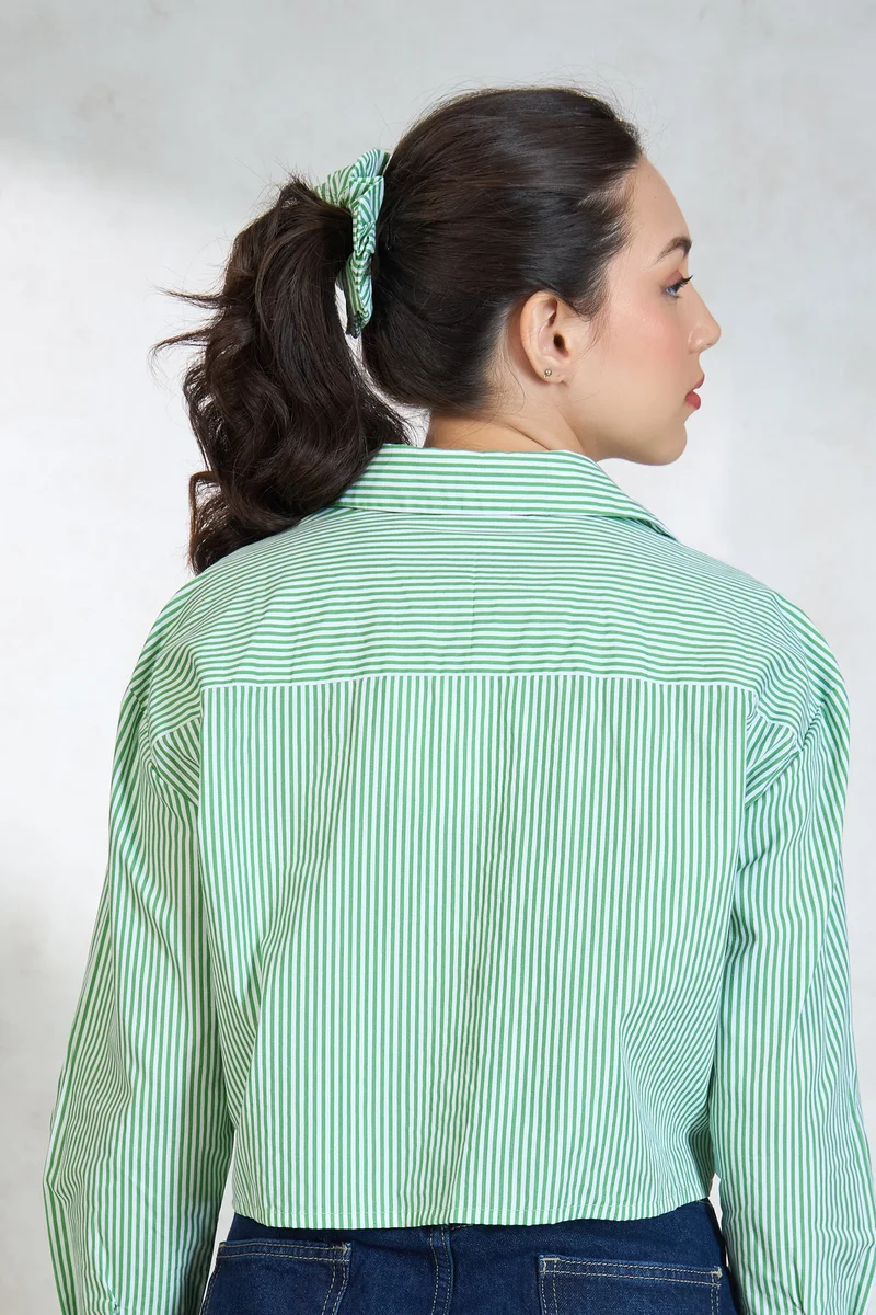 فيرجيو Cotton White Workwear Striped Shirts for Women