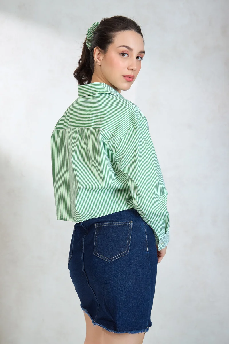 فيرجيو Cotton White Workwear Striped Shirts for Women