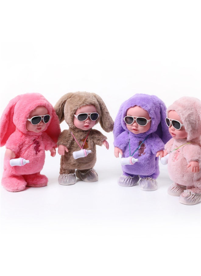Children's Baby Bottle Vinyl Doll Electric Plush Toy Baby Bottle Doll Can Walk And Talk Toy-Color:JM-8284-3 Brown-Specifications:Ordinary Battery + Color Box  - Image 3