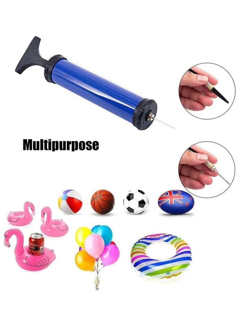 SYOSI Portable Air Pump, Sports Ball Tool Inflator Ball Pump with 7 Pcs Needles, 1 Pcs Valve Adapter and 1 Pcs Air Hose for Football Basketball Volleyball Rugby Balloons Swim Inflatables Blue  - Image 2