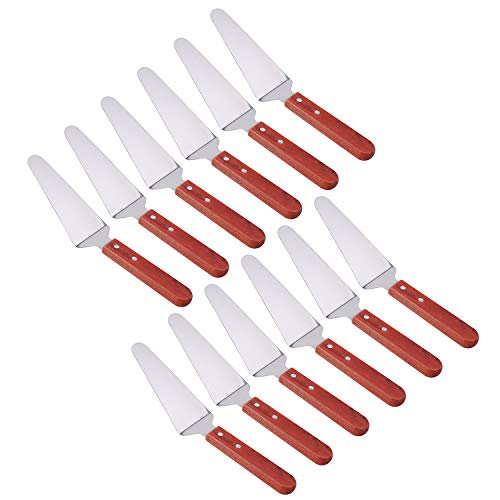 Tosnail 12 Pack Stainless Steel Pie Server Pizza Spatula Cake Cutter Slicer with Wooden Handle - Image 1