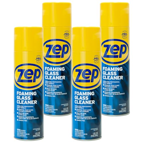 Zep Foaming Glass and Plexiglass Cleaner - 19 oz (Case of 4) ZUFGC19 - Foaming Formula Clings to Vertical Surfaces. Trusted by Pros - Image 1