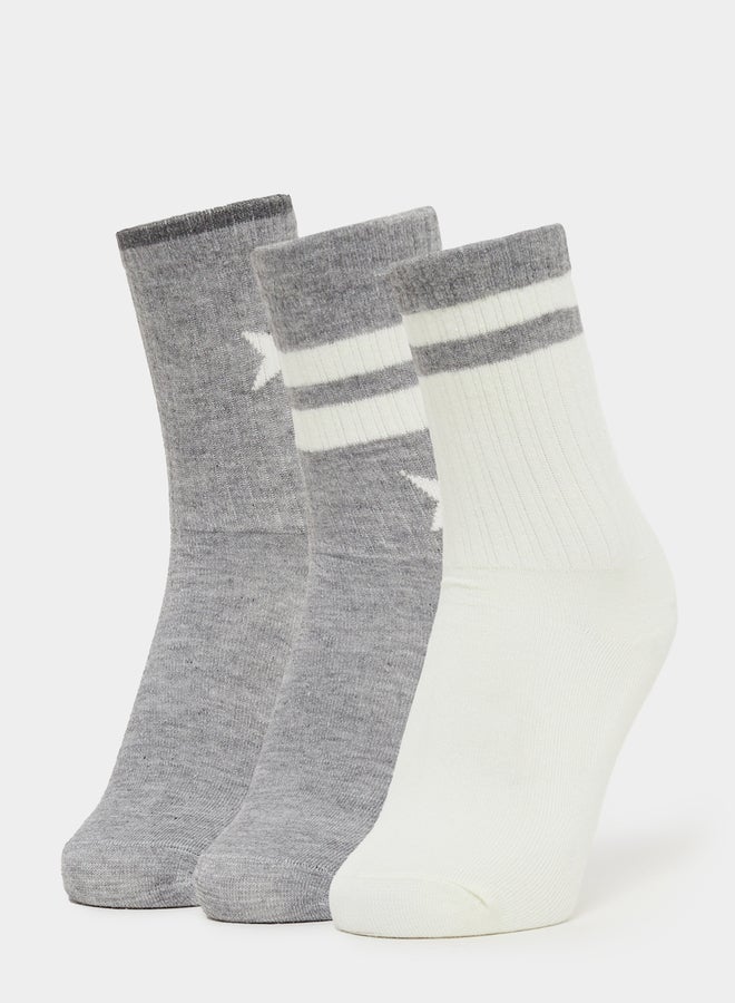 Styli Pack of 3 - Striped Calf Length Socks  - Image 1