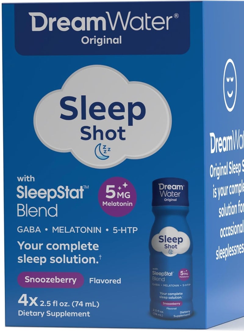 Dream Water Sleep Shot, 5mg Melatonin, Snoozeberry Flavored - 4x74 mL Packaging May Vary - Image 3