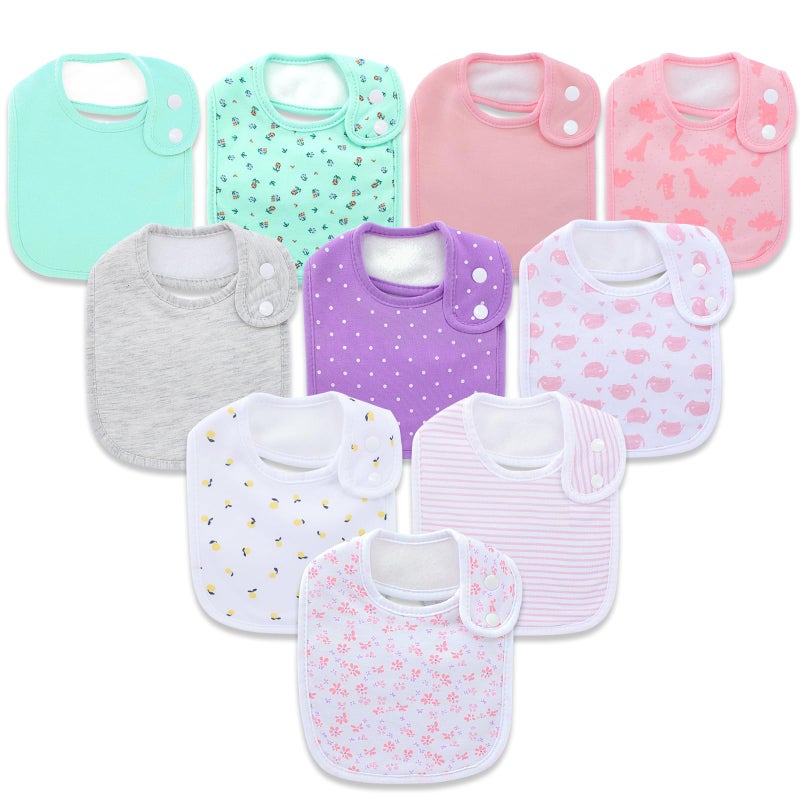 Hakochia Waterproof Baby Bibs Organic Cotton Soft Absorbent Baby Bandana Drool Bibs With Adjustable Snaps for Girls Teething and Drooling 3-36 Months - Image 1
