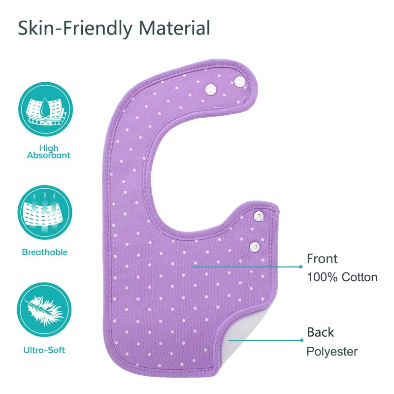Hakochia Waterproof Baby Bibs Organic Cotton Soft Absorbent Baby Bandana Drool Bibs With Adjustable Snaps for Girls Teething and Drooling 3-36 Months - Image 2