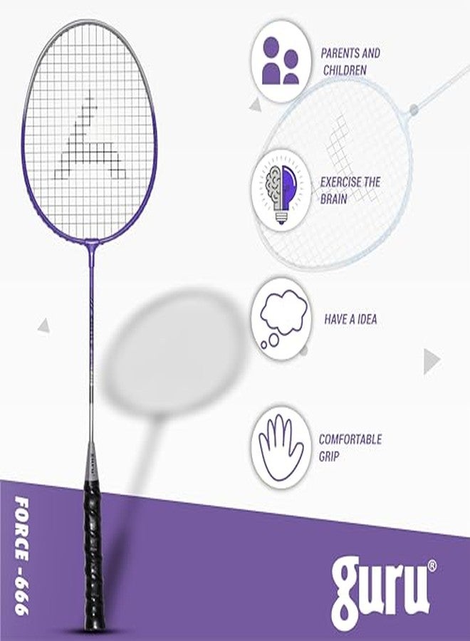 GURU Force-666 Purple Badminton Racket Pack of 1 for Men, Women Boys & Girls with Cover - Image 3