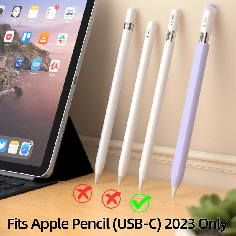 JOOSKO Pencil Case for Apple Pencil (USB-C), Silicone Protective Cover Sleeve, Supports Magnetic Attachment (Lavender) - Image 5