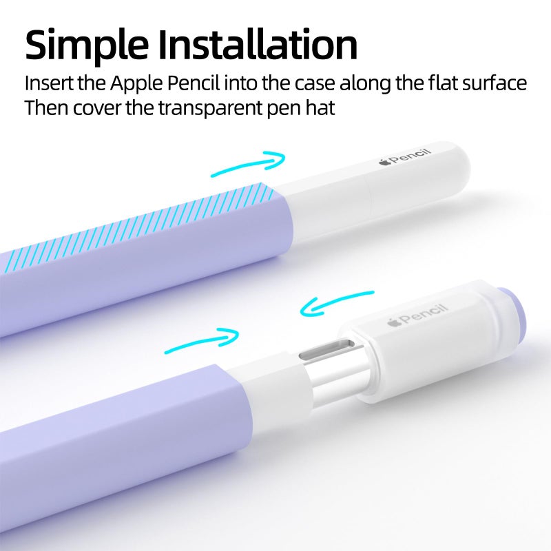 JOOSKO Pencil Case for Apple Pencil (USB-C), Silicone Protective Cover Sleeve, Supports Magnetic Attachment (Lavender) - Image 4