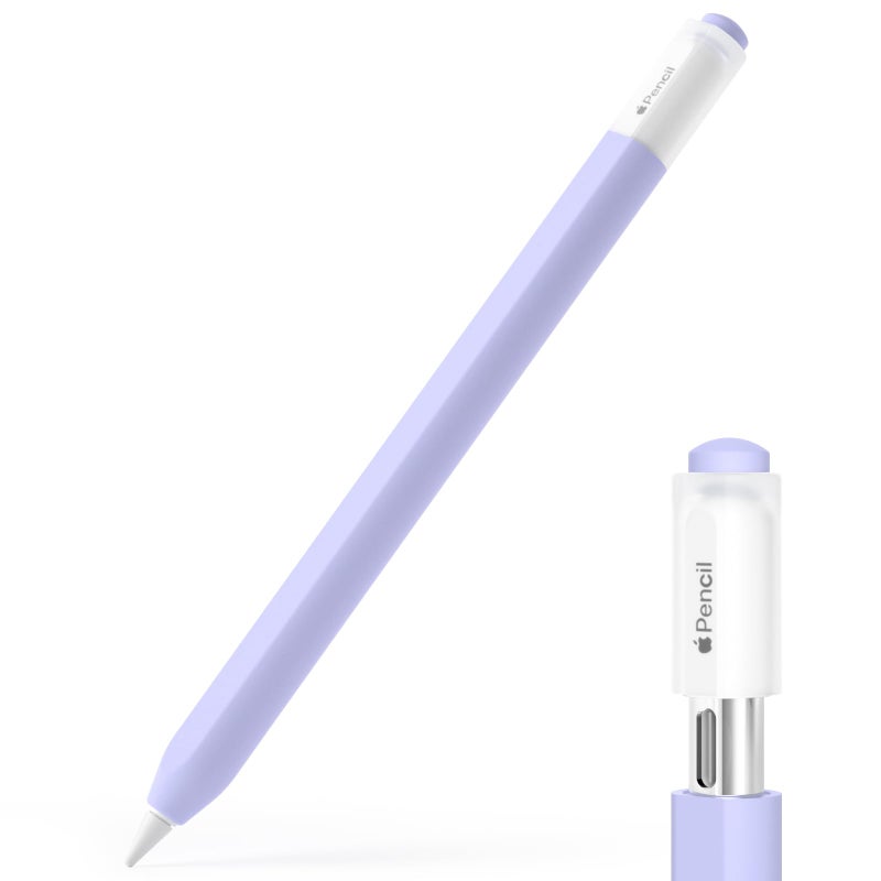JOOSKO Pencil Case for Apple Pencil (USB-C), Silicone Protective Cover Sleeve, Supports Magnetic Attachment (Lavender) - Image 1