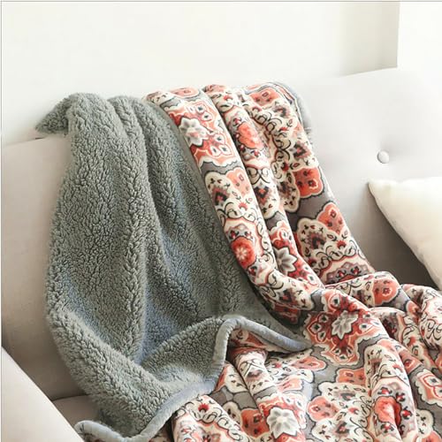 UKELER Flannel Sherpa Throws 60'' x 50', Cute Floral Design Soft Plush Flannel Blanket Throws for Bed/Couch/Sofa/Office/Camping - Image 3