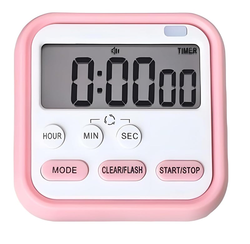 CEPLO CEPLO Digital Kitchen Timer with Stopwatch Large Display Magnetic Back Count Up Down Timer for Cooking Classroom Home Loud Alarm Cooking Digital Timer Kitchen Baking Sports Games Pink  - Image 1