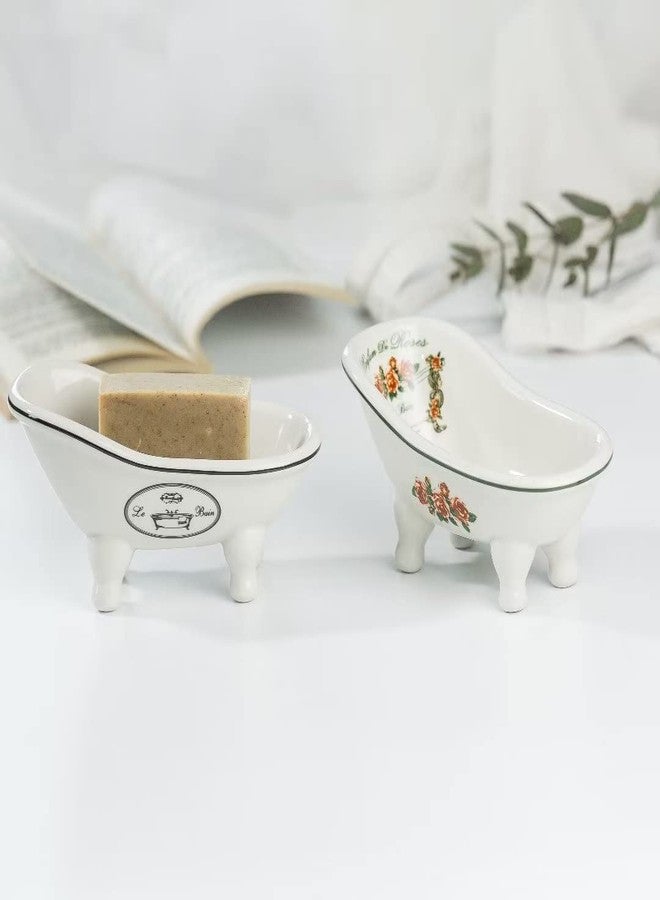 dodococa 1 Piece 5.6" Ceramic Mini Clawfoot Slipper Bathtub Soap Dish Vintage Decortative Bathroom Soap Dish - Image 2