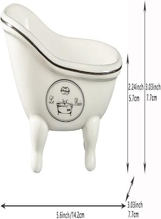dodococa 1 Piece 5.6" Ceramic Mini Clawfoot Slipper Bathtub Soap Dish Vintage Decortative Bathroom Soap Dish - Image 3