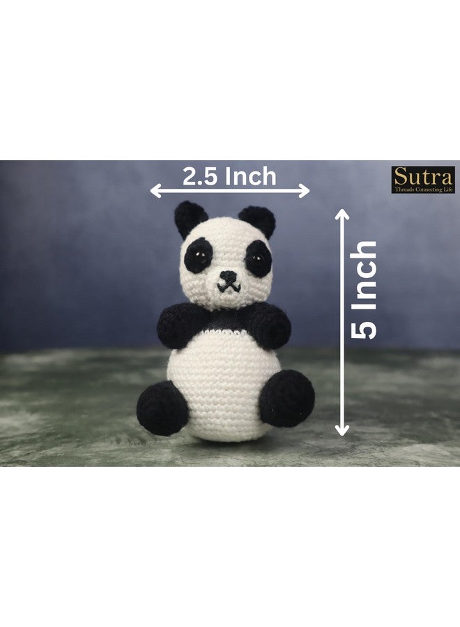 سوترا لعبة دب الباندا سوترا كروشيه | باندا محشو محبوك يدويًا | لعبة باندا أميجورومي لطيفة باللونين الأبيض والأسود محشوة بموضوع رحلات السفاري في الغابة | مقاس 5 × 2.5 بوصة | ألعاب ناعمة للأطفال البنات والأولاد - Image 5