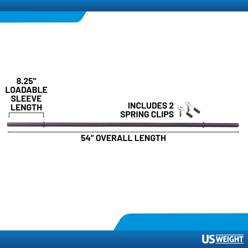 US Weight 3-Piece 54" x 1" Exercise Barbell Set - Includes 2 Spring Clips - 150lb Max Weight Rating - Perfect Workout Barbell for Home Gym or Travel - Image 2