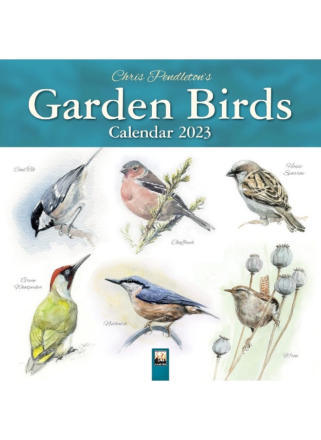 Flame Tree Publishing Chris Pendleton Garden Birds Wall Calendar 2023 (Art Calendar)  - Image 1