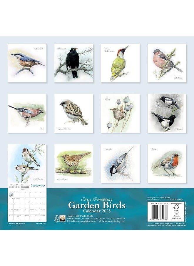 Flame Tree Publishing Chris Pendleton Garden Birds Wall Calendar 2023 (Art Calendar)  - Image 3