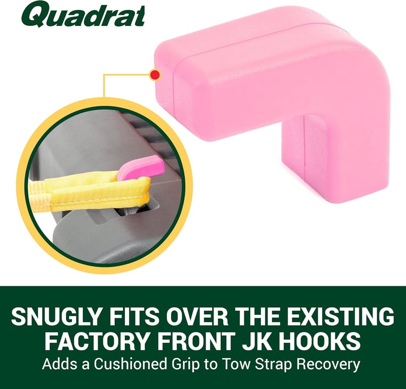 Quadratec Factory Bumper Tow Hook Covers, Set of 2, Pink - Fits Jeep Wrangler JK, JL, Gladiator JT 2007-2023 - Image 3