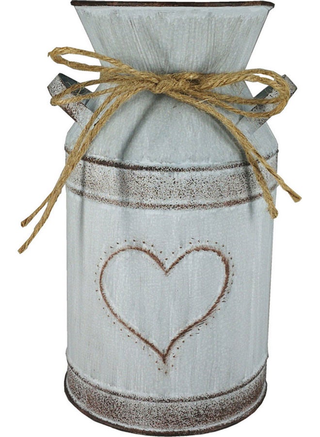 NIBEMINENT Galvanized Iron Vase With Rope For Home Decoration Multicolour 19.00 x 10.00 10.50cm - Image 1