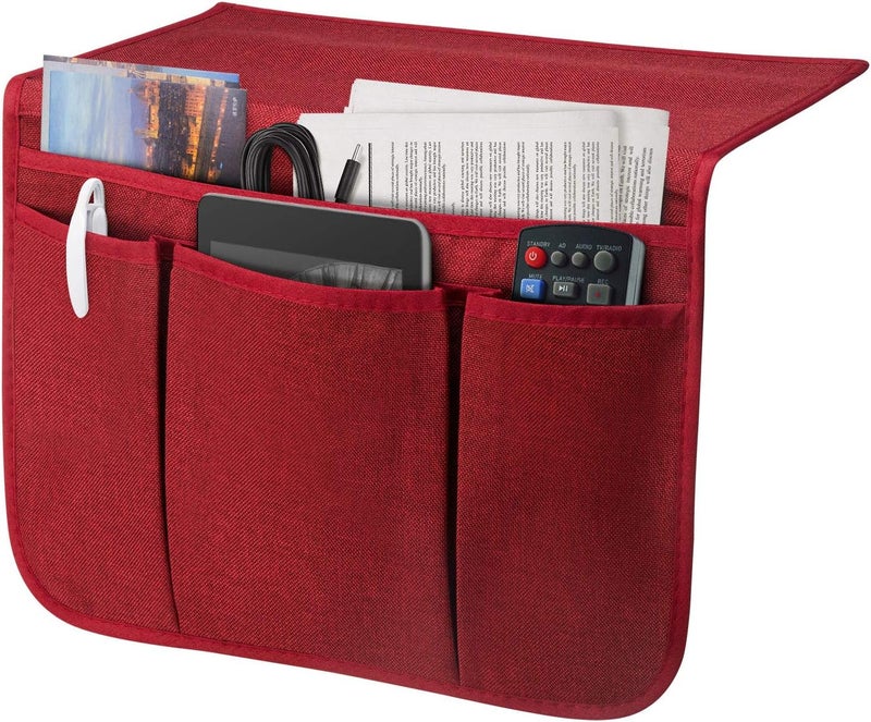 SYSOV Bedside Caddy Bedside Storage Organizer Magazine Phone Tablet iPad Remote Holder, Organizer Caddy for Home College Dorm Bed, Sofa, Bunk Bed (Burgundy) - Image 1