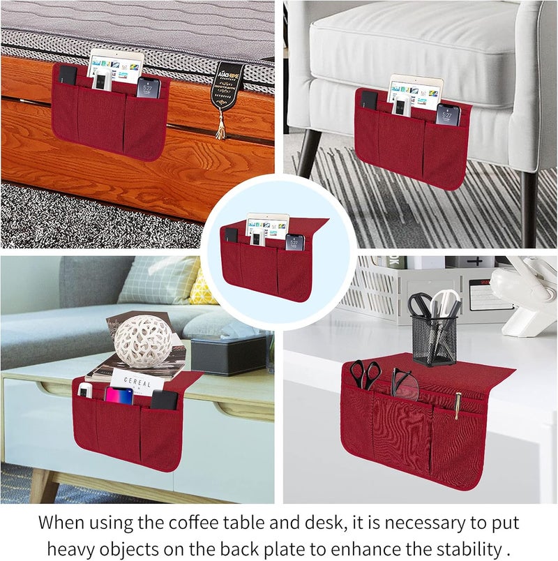 SYSOV Bedside Caddy Bedside Storage Organizer Magazine Phone Tablet iPad Remote Holder, Organizer Caddy for Home College Dorm Bed, Sofa, Bunk Bed (Burgundy) - Image 5