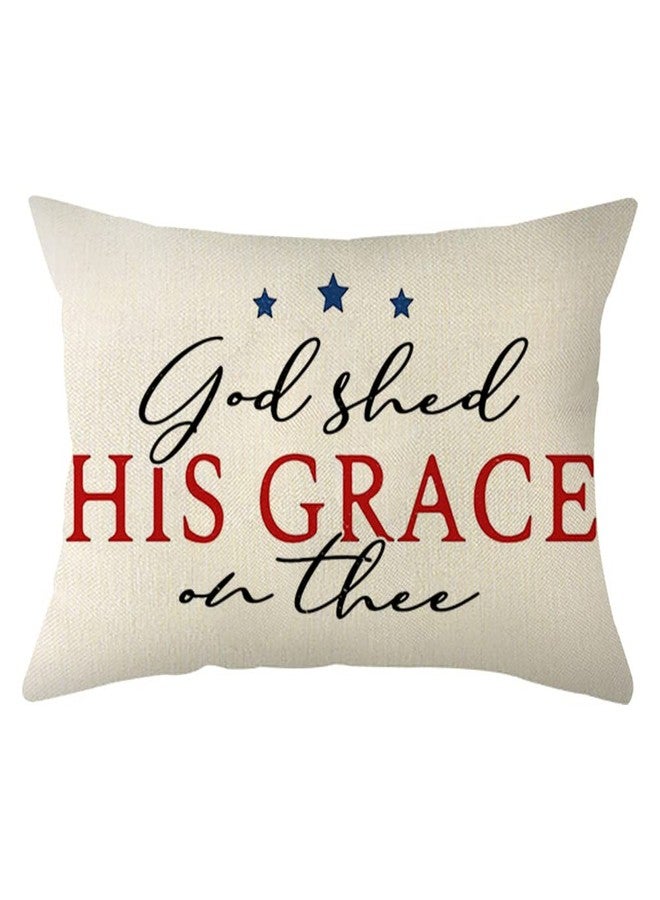 Ogiselestyle 4th of July Throw Pillow Cover, God Shed His Grace on Thee 12 x 20 Inch Patriotic Pillows Independence Memorial Day Cushion Case for Sofa Couch - Image 1
