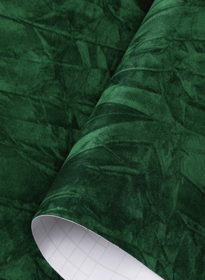 Decotalk 2ft x 10ft Green Felt Wallpaper Adhesive Felt Wall Paper Velvet Wallpaper Green Velvet Wallpaper Peel and Stick Felt Drawer Liner Wallpaper Velvet Fabric Wallpaper for Crafts Jewelry Box - Image 1