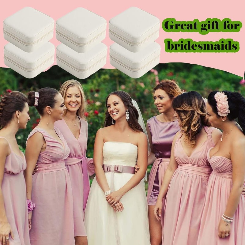 CIPIDI Travel Jewelry Case Bridesmaid Gifts Box,6 Pack Small Jewelry Box Mini Jewelry Organizer,PU Leather Portable Earring Storage Box for Women Girls Bridesmaid Proposal Gifts - Image 5