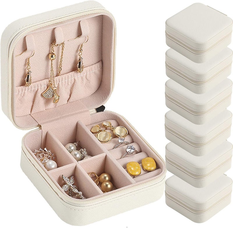 CIPIDI Travel Jewelry Case Bridesmaid Gifts Box,6 Pack Small Jewelry Box Mini Jewelry Organizer,PU Leather Portable Earring Storage Box for Women Girls Bridesmaid Proposal Gifts - Image 1