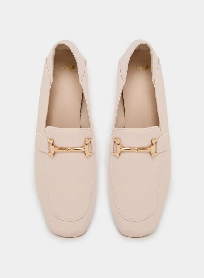Styli Metal Buckle Trim Loafers