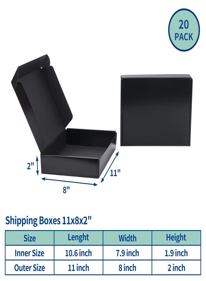 Rempry 11x8x2 Black Shipping Boxes Set of 20, Cardboard Corrugated Boxes Gift Boxes for Small Business, Literature Mailer - Image 2