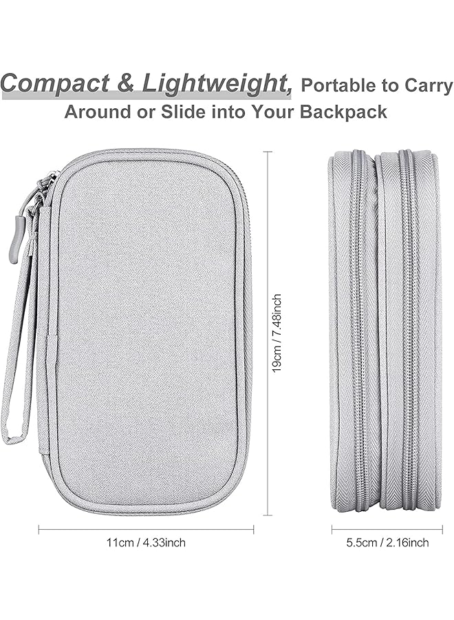 erorex Travel Cable Bag Small Electronic Accessories Storage Pouch For Hard Drive Charger Earphone Usb Sd Card Light Grey  - Image 4