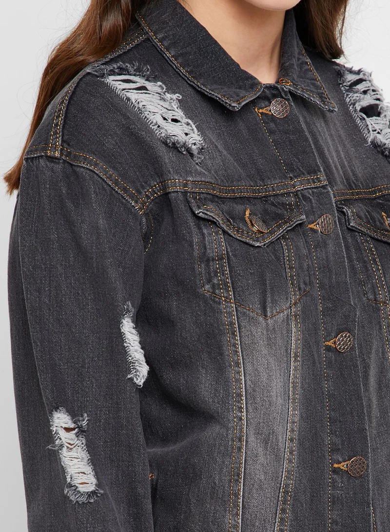 Ginger Ripped Denim Jacket